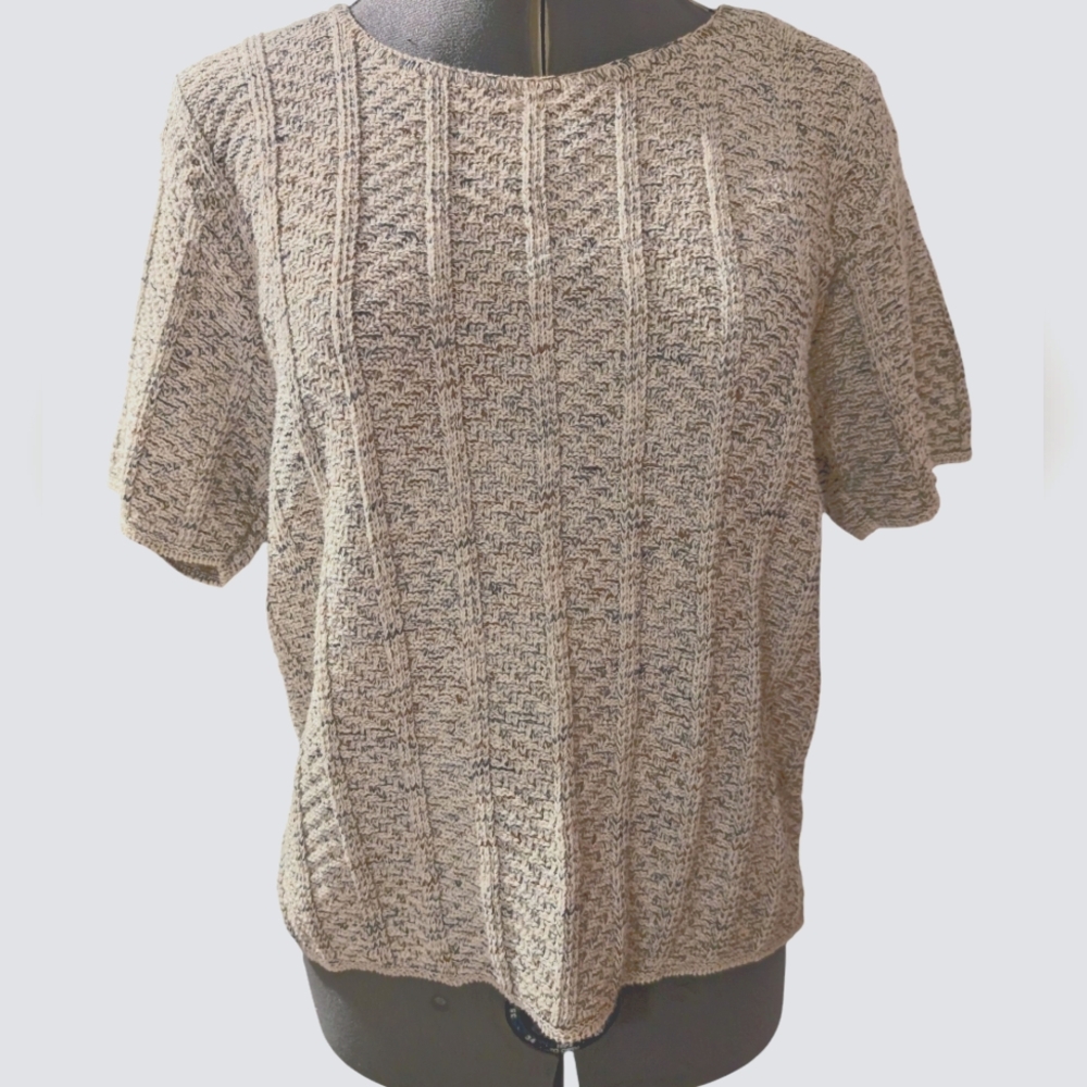 Vintage Reba Rose Women's‎ Oatmeal Knit Cotton Sweater Size Small